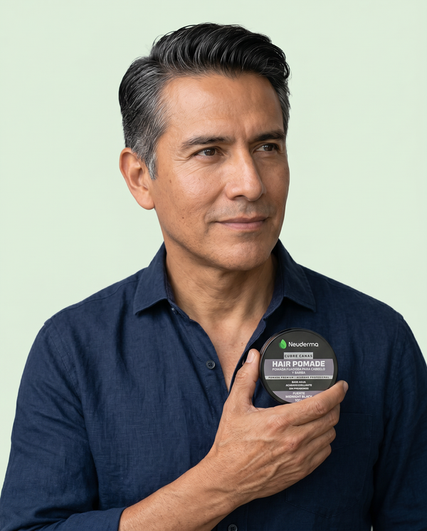 Pomada para Cabello Cubre Canas Base Agua Fijación Fuerte | Water Based Pomade Strong Hold for Gray Hair| Midnight Black…