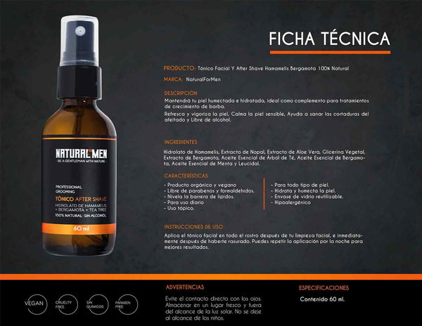 Tónico Facial y After Shave Hamamelis Bergamota 100% Natural - THE NATURALCARE SHOP - By NEUDERMA