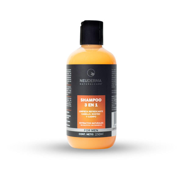 Shampoo 3 en 1 para Hombres, Ideal para Cabello, Rostro y Cuerpo 250ml - THE NATURALCARE SHOP - By NEUDERMA