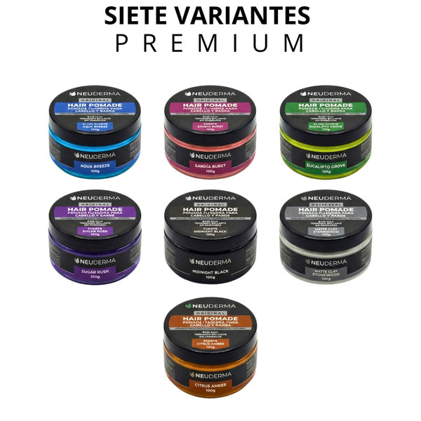 Kit Completo de Pomadas Neuderma - 7 Fragancias, 7 Estilos - 100 g c/u
