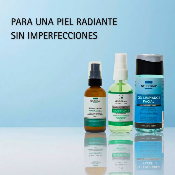 Kit Limpiador Facial Ácido Salicílico + Tónico Equilibrante + Suero Niacinamida - Neuderma