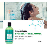 Shampoo de Biotina, Bergamota y Colágeno, Crecimiento Capilar