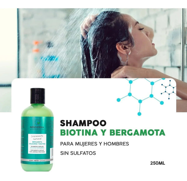 Shampoo de Biotina, Bergamota y Colágeno, Crecimiento Capilar