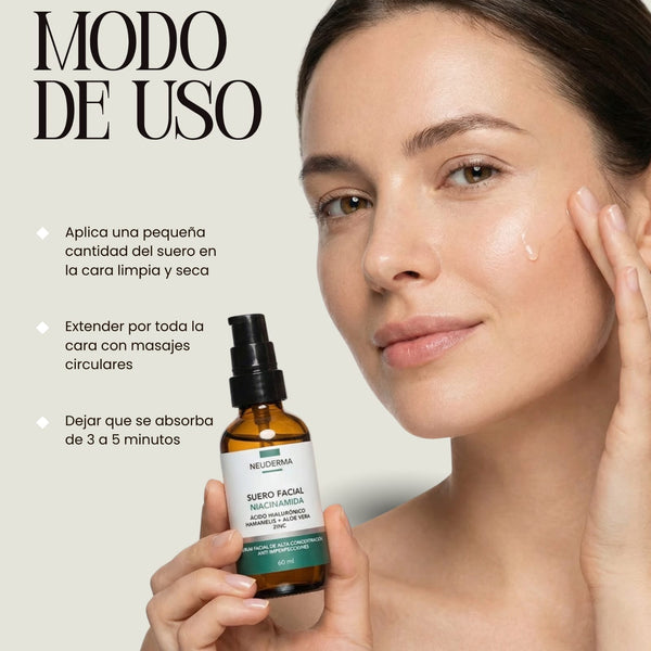 Suero Facial con Niacinamida + Ácido Hialurónico + Hamamelis + Aloe Vera 60ml