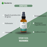 Suero Facial con Niacinamida + Ácido Hialurónico + Hamamelis + Aloe Vera 60ml