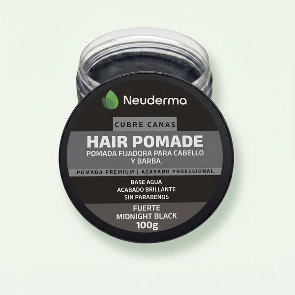 Pomada para Cabello Cubre Canas Base Agua Fijación Fuerte | Water Based Pomade Strong Hold for Gray Hair| Midnight Black…