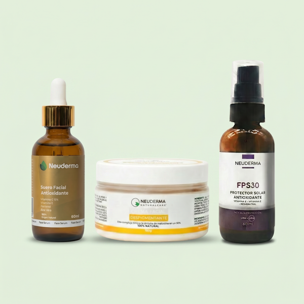 Kit Crema Facial Despigmentante + Suero Antioxidante + Protector Solar Antioxidante FPS 30 - Neuderma